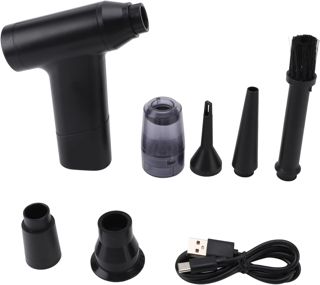 GLOGLOW Dépoussiéreur d'Air électrique, Dépoussiéreurs à Air comprimé Souffleur d'Air Rechargeable avec Moteur sans Balais, 110 000 Tr/min, 6 Buses, 4000 MAh pour Clavier, Ordinateur, Nettoyage de