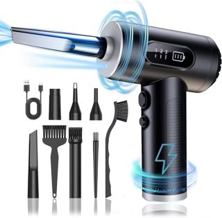 Dépoussiéreur à air comprimé, dépoussiéreur électrique réglable à 3 Vitesses avec lumière LED, Affichage numérique HD, souffleur d'air sans Fil Rechargeable pour Le Nettoyage du Clavier