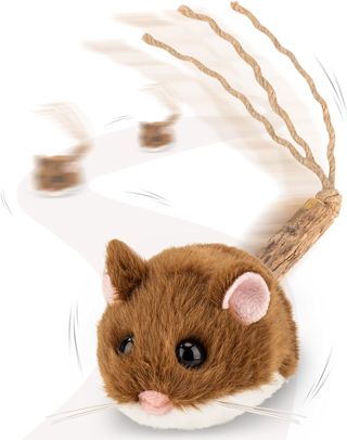 Migipaws Jouet interactif pour Chat, Souris électrique roulante avec Queue Qui remue, capteur Intelligent, couinement, Jouet pour Chat avec Herbe à Chat, Rechargeable