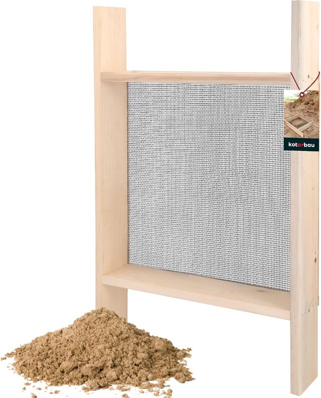 KOTARBAU® Tamis Sable - Tamis Jardinage - 2 x 2 mm - Acier - 80x50 cm - Terre Cailloux - Robuste - de Maçonnerie - avec Cadre en Bois - pour Chantier