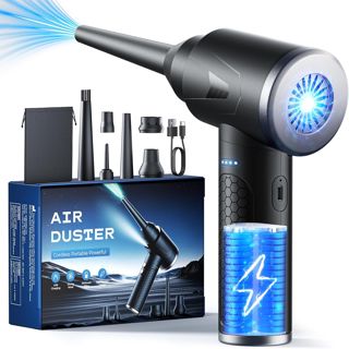 Souffleur Air Comprimé, 100000 TR/Min de Souffleur pc avec Batterie 9000mAh, Bombe Air Sec - Nettoyage PC, Plumeau Air Comprimé à 3 Vitessesavec Lumière LED pour Le Nettoyage de Canapé, Voiture