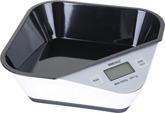 Kinghoff Balance de cuisine électronique avec bol, plastique, fonction gâteau, arrêt automatique, 5 kg