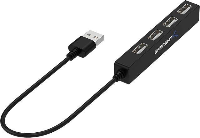 SABRENT Hub USB 3.2, Data Hub USB 4 Ports, câble de 76cm, Adaptateur USB Haute Vitesse, USB multiport Premium Noir en Aluminium, Station d’Accueil pour Macbook, Laptop, PC, NUC (HB-MC3B)