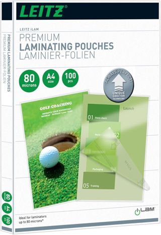 Leitz Pochettes de plastification A4 80 microns, brillant, pack de 100