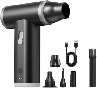 Souffleur d'air Portable Nettoyeur Depoussiéreur Ventilateur Appareil Manuel à Jet Continu avec Embouts Multiples et Pochette USB Adapté au Clavier Électronique Atelier