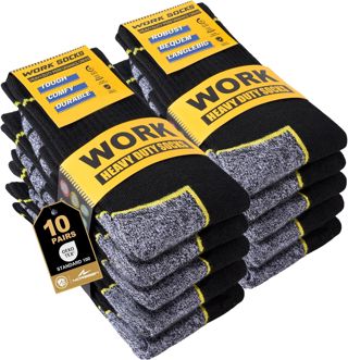 Niorasen Chaussettes Travail Homme 6/10 Paires, Renforts Talon Orteils