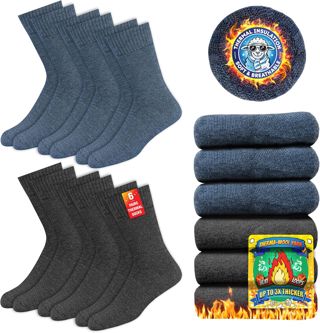 SOXCO Chaussettes Chaudes pour Hommes et Femmes - Chaussettes d’Hiver Thermiques, Lot de 6 Paires