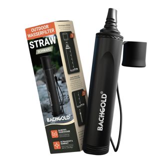 Bachgold Straw Paille Filtrante Survie, Filtre à Eau Anti-Virus, Noir
