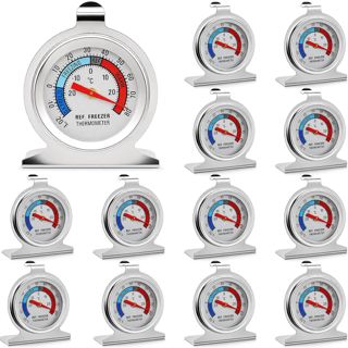 Lot de 12 Thermomètres Frigo Congélateur, Grand Cadran Inox -30 à 30°C