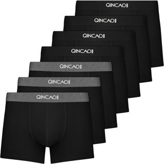 QINCAO Boxers Homme Lot de 7 en Coton, Coffret Cadeau, Extra Doux