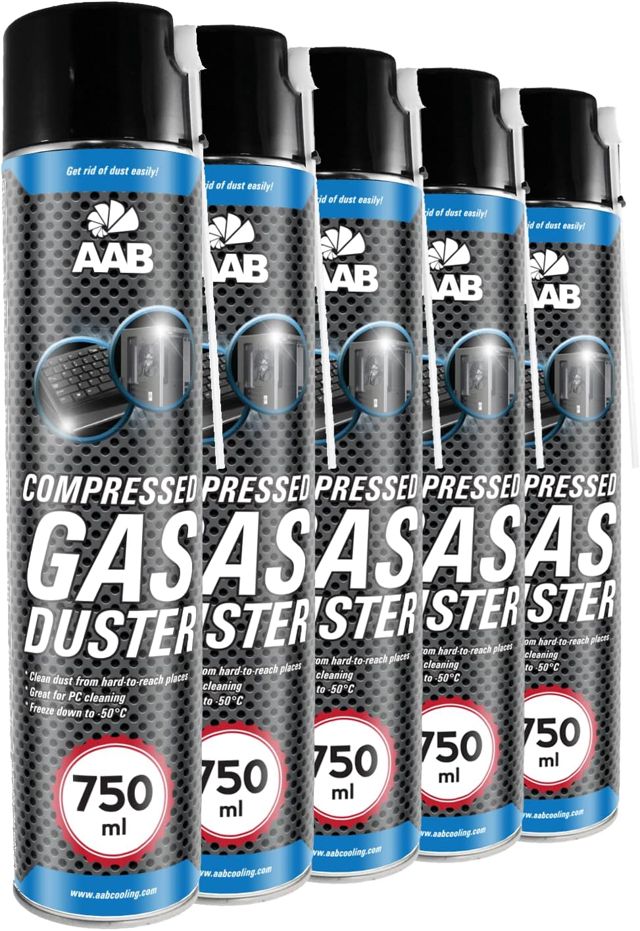 AABCOOLING Bombe à Air Sec 750ml - Lot de 5 - Bouteille d'Air Comprimé, Nettoyage des Ordinateurs, Dépoussiérant en Spray, Pour Enlever la Poussière, Aérosol Sans Odeur, Sans Fréon