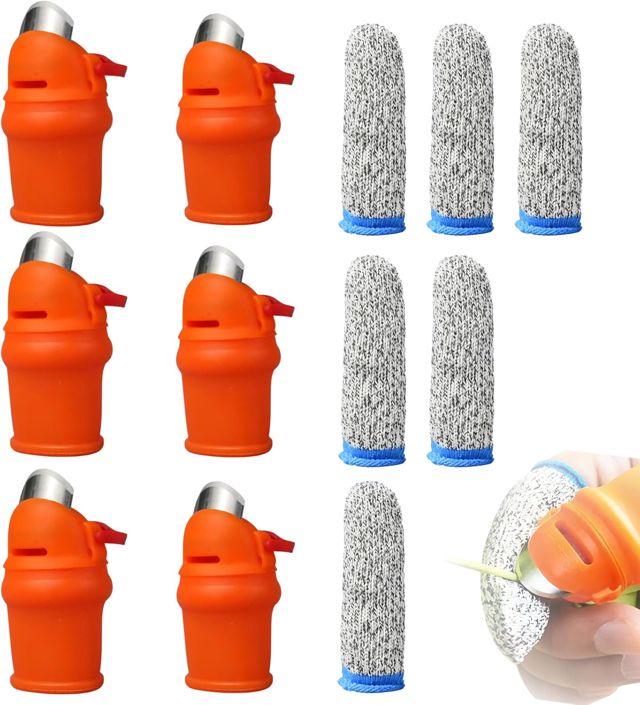 6 Ensembles Coupeur De Pouce Avec Séparateur Coupe Pouce Et Protège-Doigts, Couteau À Doigt Silicone, Couteau Petit Pour Mettre Le Doigt, Outil Jardinage Récolte Fruits Légumes