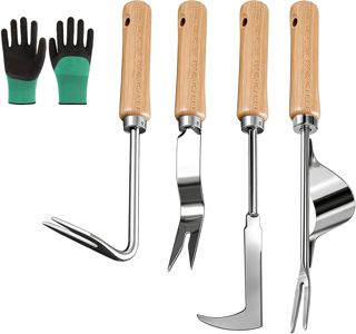 4Pcs Desherbeurs Manuel, Couteau Désherbeur Fissure avec Manche en Bois, Désherbeur pour Enlever Mousse Mauvaises Herbes, Outil de Jardin de Désherbage Manuel, Idéal pour Jardins Pelouses