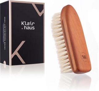 Klair Haus Brosse à cheveux pour nettoyage d'écrans, claviers et bureaux, manche en poirier, poils de chèvre, fabriquée en Allemagne (poils de chèvre blancs)