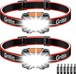 Gritin Lampe Frontale, [Lot de 2] Torche Frontale LED Puissante Léger