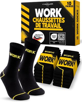 Chaussettes de Travail Homme Lot de 10 Paires WORK Socks