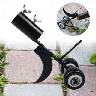 Outil de désherbage 2 en 1 avec roues pour désherber les mauvaises herbes, outil de désherbage pour jardin, outil de désherbage sans s'agenouiller pour le nettoyage entre les dalles, les