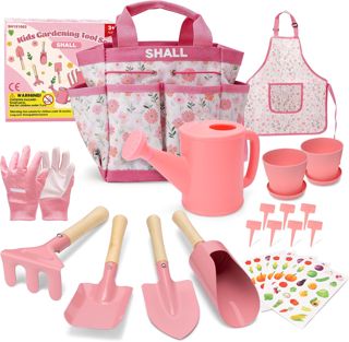 Shall Kit de Jardin pour Enfants, 22 pièces, Comprenant Un Sac de Rangement et Divers Outils de Jardinage, idéal comme Jouet d'extérieur et Cadeau pour Enfants.