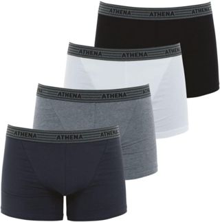 Athena - Lot de 4 Boxers Homme Ecopack - Boxers Coton Stretch Respirant - Label Oeko-TEX® Standard 100 - Coupe Ergonomique, Doublure Avant, Confort et Maintien
