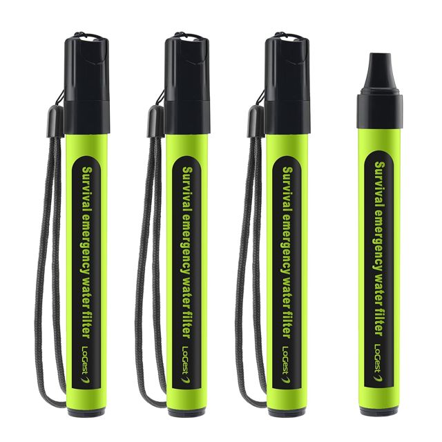 Lot de 4 pailles filtrantes à eau – Appareil de purification d'eau – Filtration personnelle portable de l'eau – pour les trousses d'urgence et les activités de plein air et la randonnée – Filtre à eau