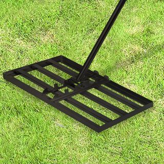 FIVMEN Raclette de nivellement de pelouse en métal avec manche réglable - Outil de nivellement pour le golf, l'herbe de jardin - Surface 25 x 50 cm