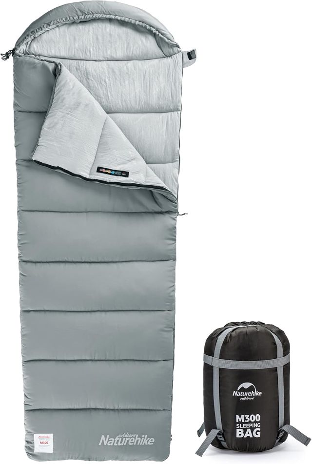 Naturehike Sac de Couchage À Capuche en Coton, 3 Saisons, Léger, Portable et Épissable, Rempli de Coton de Haute Qualité M180/M300, Adapté pour la Randonnée, Le Camping, L'alpinisme, en Intérieur