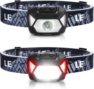 LE Lampe Frontale à Piles (non inclus), C500 Torche Frontale LED 1300lux Concentrée Diffusée 6 Modes avec Lumière Rouge, IPX4 Étanche Ultra-Léger pour Course, Randonnée, Pêche