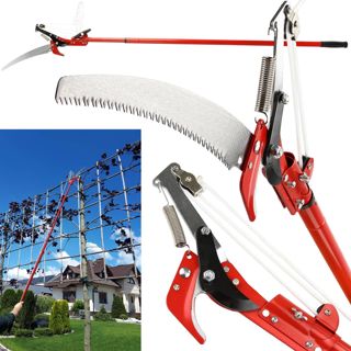 Sécateur télescopique 170-275 cm avec scie 35 cm, lames en acier dur, levier à corde, système télescopique renforcé, idéal pour couper les branches hautes, buissons, vis et arbres sans échelle