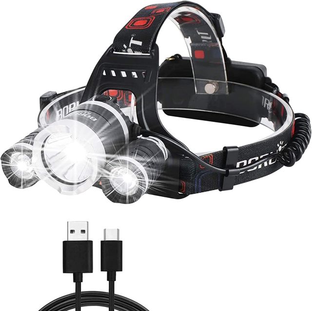 BORUIT Lampe Frontale LED Super Bright Lampes Frontales Rouge et Blanche 3 Piles AAA Lnclus 4 Modes Lampe Torche Pour Lecture Adulte Camping Cyclisme Courir Randonnée Pêche Phare Gear