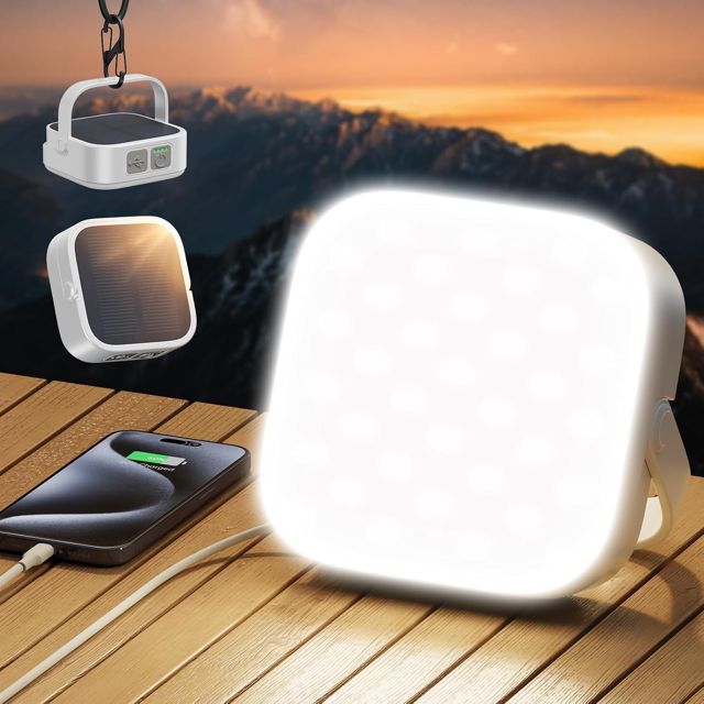 Eventek Lampe de Camping Solaire 4000LM, 10000mAh LED Outdoor Camping Light Jusqu'à 100+ Heures & 4 Modes, Détanche Portable Rechargeable lanterne camping Etanche IP65 Pour Tente, Urgence Panne