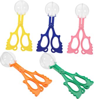 Lot de 5 pinces à pelle en plastique - Jouet sensoriel - Pratique - Ciseaux - Grands ciseaux - Pince à plantes - Grand jouet pour enfants - Petite cage