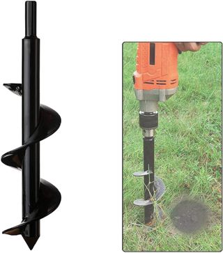 Jardin Foreuse, Tige hexagonale Acier inoxydable, Tariere Thermique, Creuser des trous Cultiver en profondeur, Outil de Plantation Pratique pour Fleur Planter des arbres Arbustes (Dia: 8cm L: 30cm)