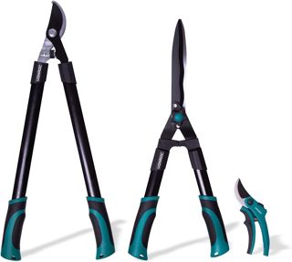 VONROC Kit de Sécateurs - Outils de Coupe pour le Jardin - Cisaille, Ébrancheur, Sécateur - Set de 3 Pièces pour Jardinage - Pour des Travaux d'Élagage Précis et Efficaces