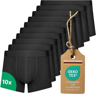 Boxer Homme Lot de 10 - Caleçon Noir en Coton Respirant - sous-vêtement Confortable et Doux - Design Classique