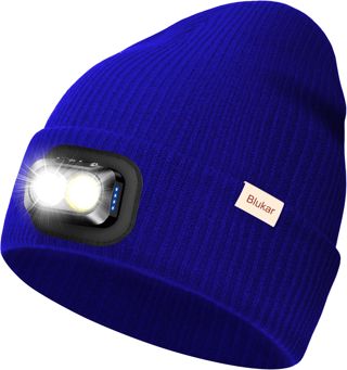 Blukar LED Super Lumineux Bonnet Chapeau Tricoté 2 en 1 pour Course