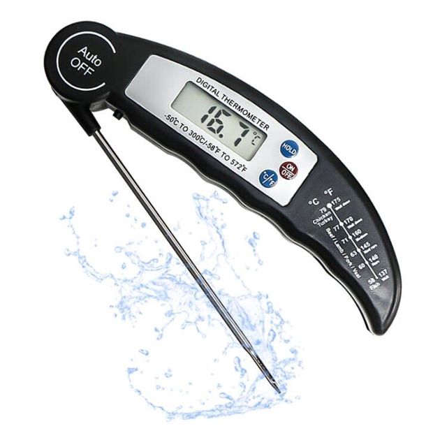 Thermometre Cuisine, Thermomètre à viande, Thermometre Cuisson Lecture Instantanée, Rétroéclairage LCD & Calibration, Sonde Pliable, pour Cuisson, Viande, BBQ