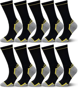 LOFIR Chaussettes de Travail Sécurité Homme: Chaussettes Renforcées pour Chaussures de Sécurité Respirantes et Résistantes pour Chantier et Tracteur 10 Paires Taille 39-50