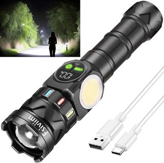 7000 mAh Batterie Haute Capacité, Lampe Torche LED Ultra Puissante, 1000000 Lumens Lampe de Poche, Zoomable Lampe torche Puissante Rechargeable COB, 9 Modes, Pour Camping, Randonnée, Urgence