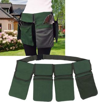 Ceinture à outils de jardin EBTOOLS, sac organisateur de jardin en toile résistante avec 4 poches amovibles et profondes, lavable, vert, 29 x 15 cm, 125 cm de long