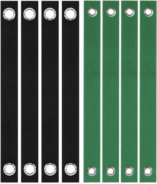 8 Sangles de Support pour Arbres avec Œillets 40x3.8cm, Tuteur Arbre Robuste pour Jeunes Plantes et Protection Contre Le Vent, Kit de 8 Pièces (4 Noires, 4 Vertes)