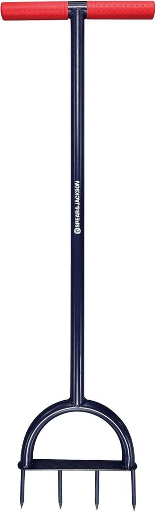 Spear & Jackson 4852LSA Aérateur de pelouse à Pointes en Acier Carbone, Construction Tout métal, poignée en T Large avec Grips antidérapants et Repose-Pied intégré