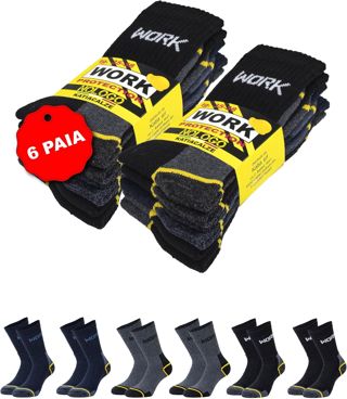 Chaussettes de Travail Homme Femme 6 Pc - Chaussette Renforcée Homme mi-mollet, Coton, Anti Ampoule, Respirant, Ultra Résistant