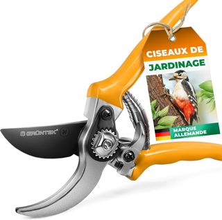 GRÜNTEK Sécateur Jardin lame franche 55mm. Cisaille 215mm Fleurs Vignes