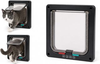 Flamingo Chatière Tami 4 Réglages Noire - Silencieuse avec Fermeture Magnétique, Facile à Installer pour Toutes Portes