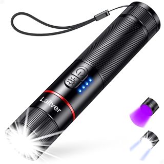 Lampe Torche Rechargeable LED/Torche UV 2 en 1 Ultra Puissante Zoomable