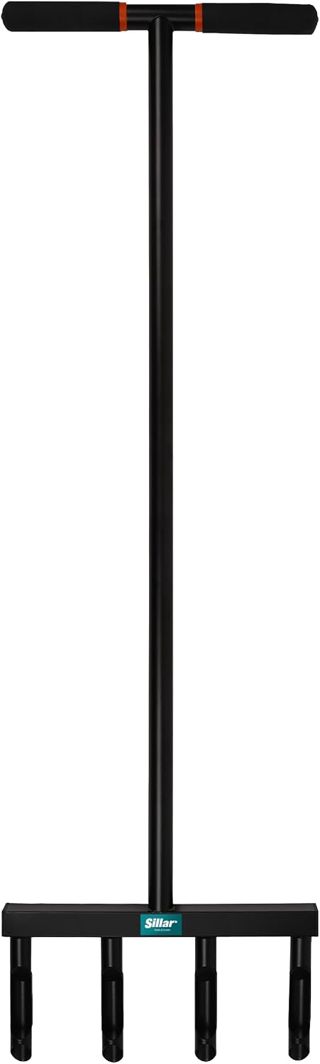 Sillar Aérateur de Pelouse, 4 Pointes 12 cm, Acier Carbone, Poignée T