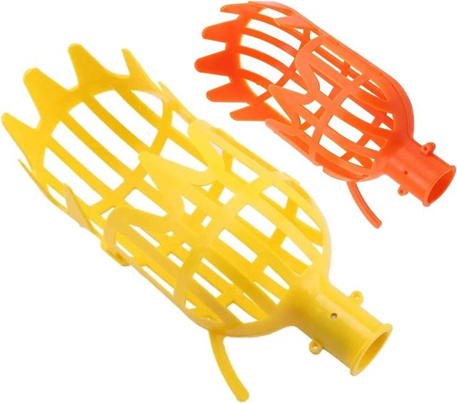 LATRAT Cueille-fruits en plastique sans tige - Outil économique pour la maison, le verger, le parc, la ferme, le jardin, le luth, la cerise, etc. - Jaune et orange