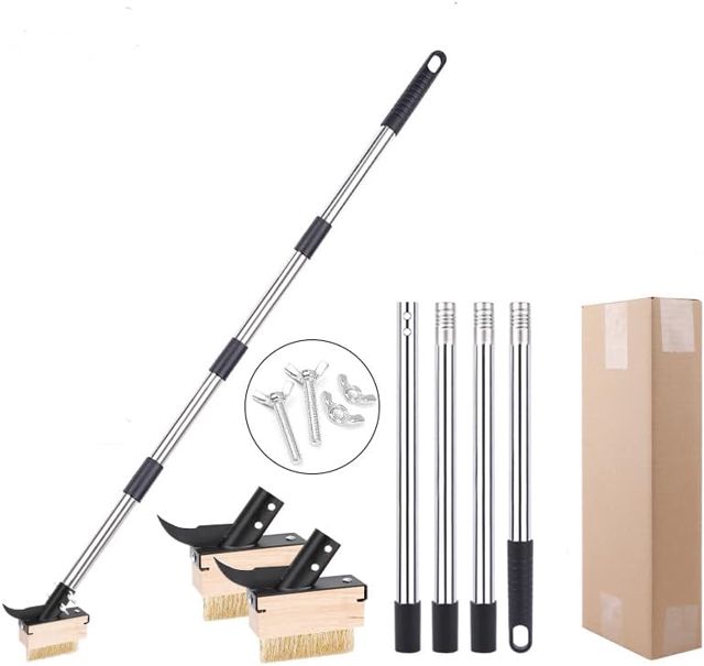 Brosse à Mauvaises(80-160cm), Grattoir pour éliminer Les Mauvaises Herbes et la Mousse pour Terrasses, Cours, Jardins, allées (80cm)