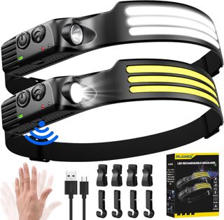 Lampe Frontale LED Ultra Puissante,3000 Lumens Super Lumineux 3*LED 230° Torche Frontale Rechargeable USB Capteur De Mouvement,Étanche IPX5 Poids 0.14lb léger,Pour Pêche,Camping,Cyclisme,Running