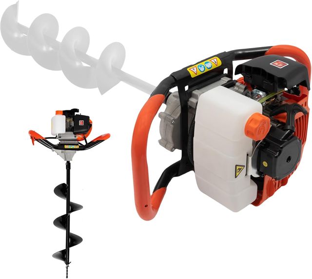 JINPRDAMZ Tarière à Essence à 2 Temps 1,7 KW 52 CC sans Fil - Tarière à Essence - Tarière Manuelle - Grande capacité de 1,7 KW - Équipement de sécurité (sans Foret)